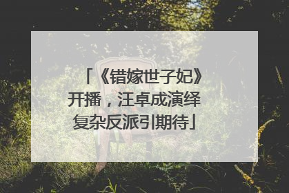 《错嫁世子妃》开播，汪卓成演绎复杂反派引期待