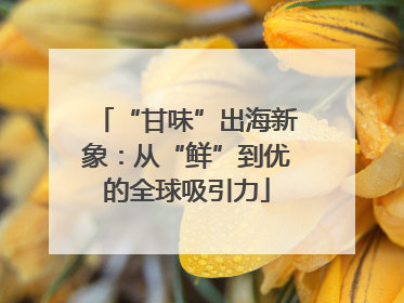 “甘味”出海新象：从“鲜”到优的全球吸引力