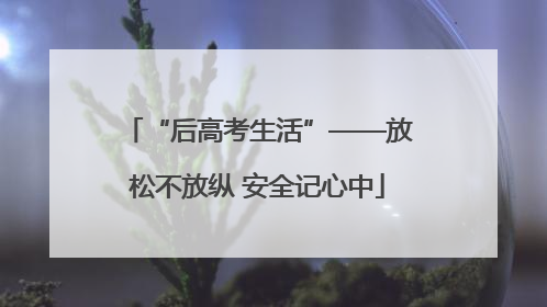 “后高考生活”——放松不放纵 安全记心中