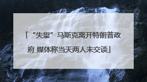 “失望”马斯克离开特朗普政府 媒体称当天两人未交谈