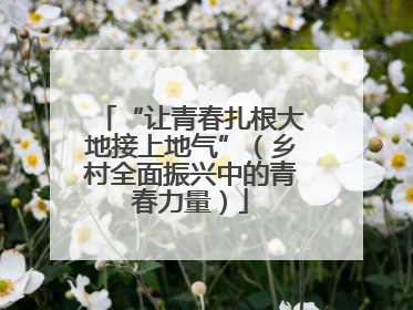 “让青春扎根大地接上地气”（乡村全面振兴中的青春力量）