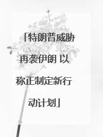 特朗普威胁再袭伊朗 以称正制定新行动计划
