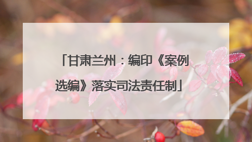 甘肃兰州：编印《案例选编》落实司法责任制