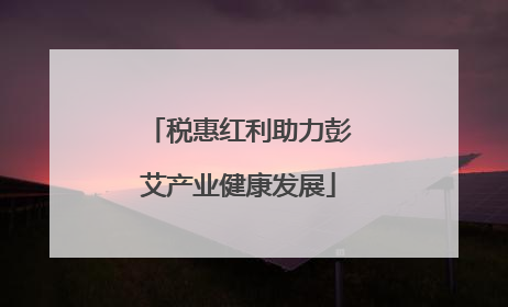 税惠红利助力彭艾产业健康发展
