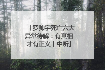 罗帅宇死亡六大异常待解：有真相才有正义丨中听