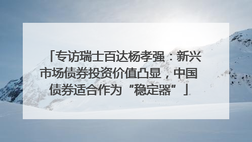 专访瑞士百达杨孝强：新兴市场债券投资价值凸显，中国债券适合作为“稳定器”