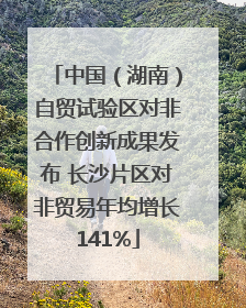 中国（湖南）自贸试验区对非合作创新成果发布 长沙片区对非贸易年均增长141%