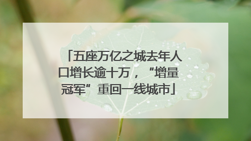 五座万亿之城去年人口增长逾十万，“增量冠军”重回一线城市