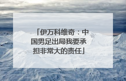 伊万科维奇：中国男足出局我要承担非常大的责任
