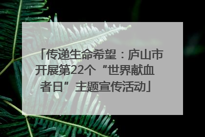 传递生命希望：庐山市开展第22个“世界献血者日”主题宣传活动
