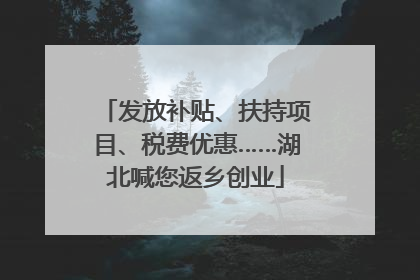 发放补贴、扶持项目、税费优惠……湖北喊您返乡创业
