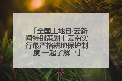 全国土地日·云新闻特别策划丨云南实行最严格耕地保护制度 一起了解→
