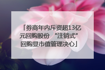 券商年内斥资超13亿元回购股份 “注销式”回购显市值管理决心