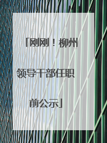 刚刚！柳州领导干部任职前公示
