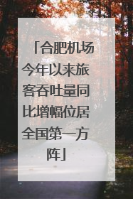 合肥机场今年以来旅客吞吐量同比增幅位居全国第一方阵