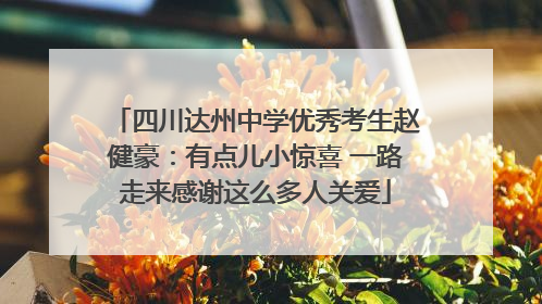 四川达州中学优秀考生赵健豪：有点儿小惊喜 一路走来感谢这么多人关爱