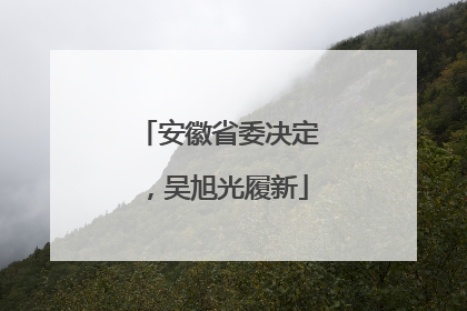 安徽省委决定，吴旭光履新