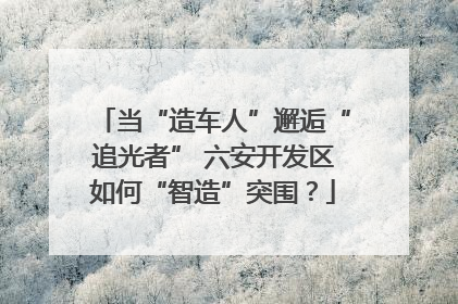 当“造车人”邂逅“追光者” 六安开发区如何“智造”突围？