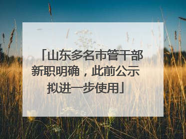 山东多名市管干部新职明确，此前公示拟进一步使用
