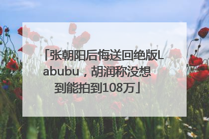 张朝阳后悔送回绝版Labubu，胡润称没想到能拍到108万