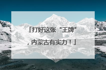 打好这张“王牌”，内蒙古有实力！