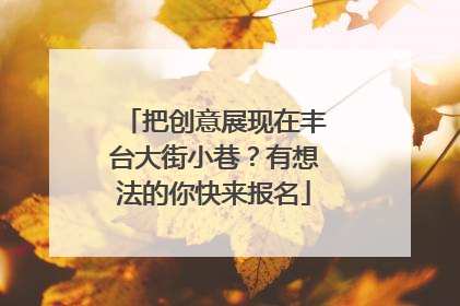 把创意展现在丰台大街小巷？有想法的你快来报名