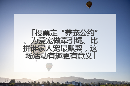 投票定“养宠公约”、为爱宠做牵引绳、比拼谁家人宠最默契，这场活动有趣更有意义