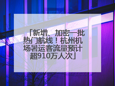 新增、加密一批热门航线！杭州机场暑运客流量预计超910万人次