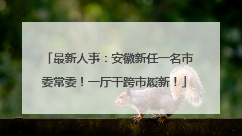 最新人事：安徽新任一名市委常委！一厅干跨市履新！