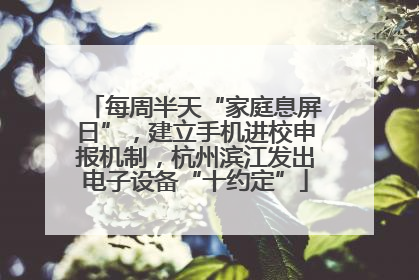 每周半天“家庭息屏日”，建立手机进校申报机制，杭州滨江发出电子设备“十约定”