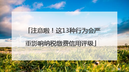 注意啦！这13种行为会严重影响纳税缴费信用评级