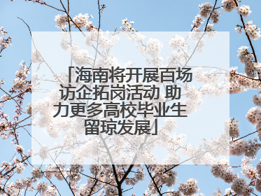 海南将开展百场访企拓岗活动 助力更多高校毕业生留琼发展