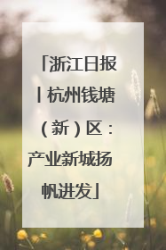浙江日报丨杭州钱塘（新）区：产业新城扬帆进发