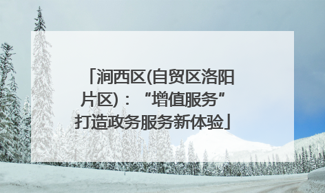 涧西区(自贸区洛阳片区)：“增值服务”打造政务服务新体验