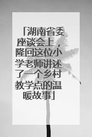 湖南省委座谈会上，隆回这位小学老师讲述了一个乡村教学点的温暖故事