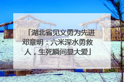 湖北省见义勇为先进邓章明：六米深水勇救人，生死瞬间显大爱