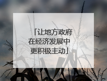 让地方政府在经济发展中更积极主动