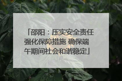 邵阳：压实安全责任强化保障措施 确保端午期间社会和谐稳定