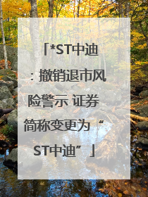 *ST中迪：撤销退市风险警示 证券简称变更为“ST中迪”